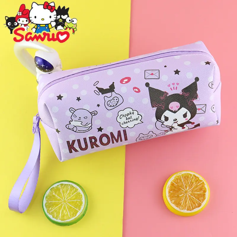 1Pc Cute Cartoon MINISO Single-layer PU Pen Bag Large Capacity Student Stationery Pencil Storage Bag Cosmetic Bag (21*8.5*7cm)