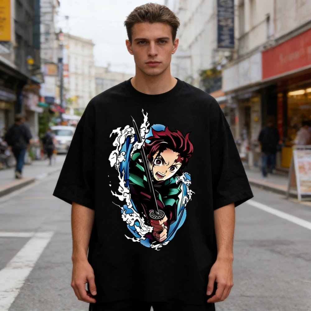 2026 Bestseller Anime Demon Slayer Tanjiro T-Shirt Baumwolle Grafik-T-Shirt für Männer Frauen Harajuku Streetwear Lässige Kurzarm-Oberteile