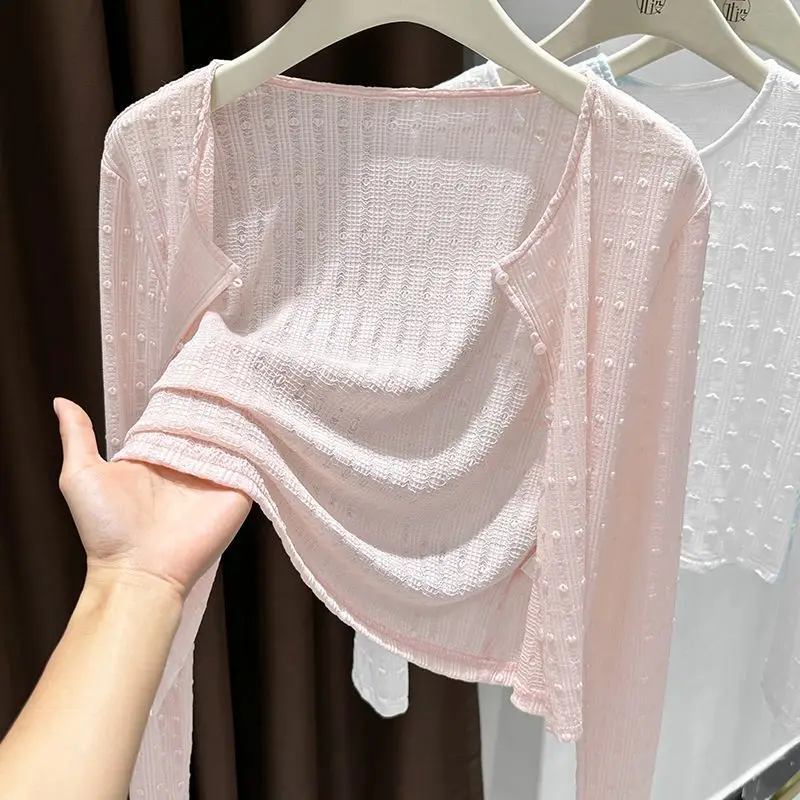 plus Size Ice Silk Lace Shoulder Shawl Women's Summer Lightweight Air Conditioner Cover up Cardigan with Strap Dress Outerwear