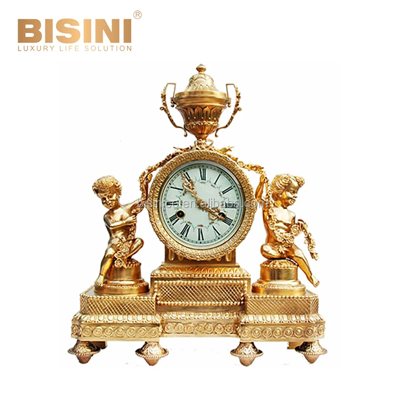

Exceptional Pair of Gilt Ormulo Brass Angel Ornate Classic European Table Clock
