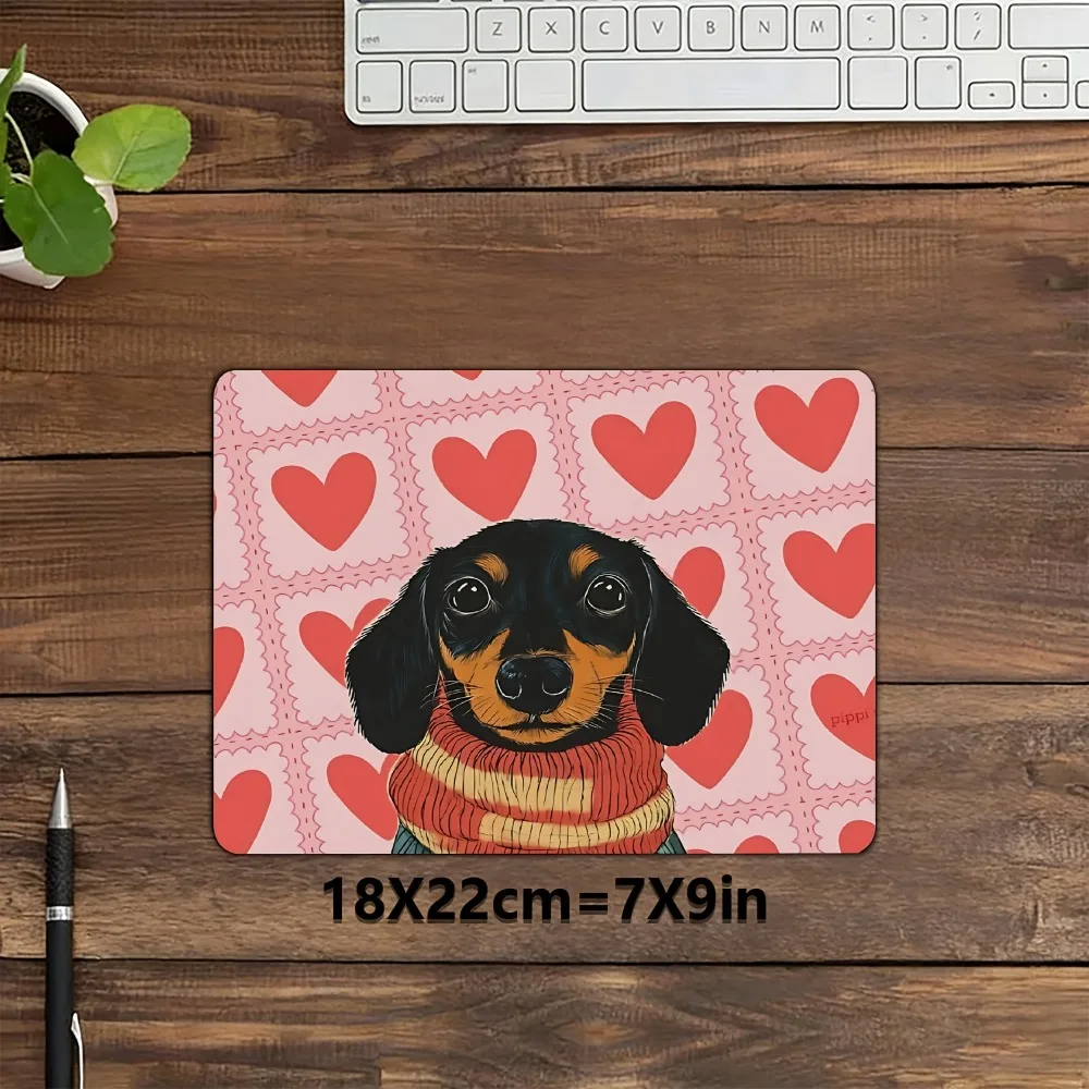 Cute Dachshund with Hearts Large Mouse Pad, Non-slip Extended Gaming Desk Mat, Waterproof Keyboard Pad