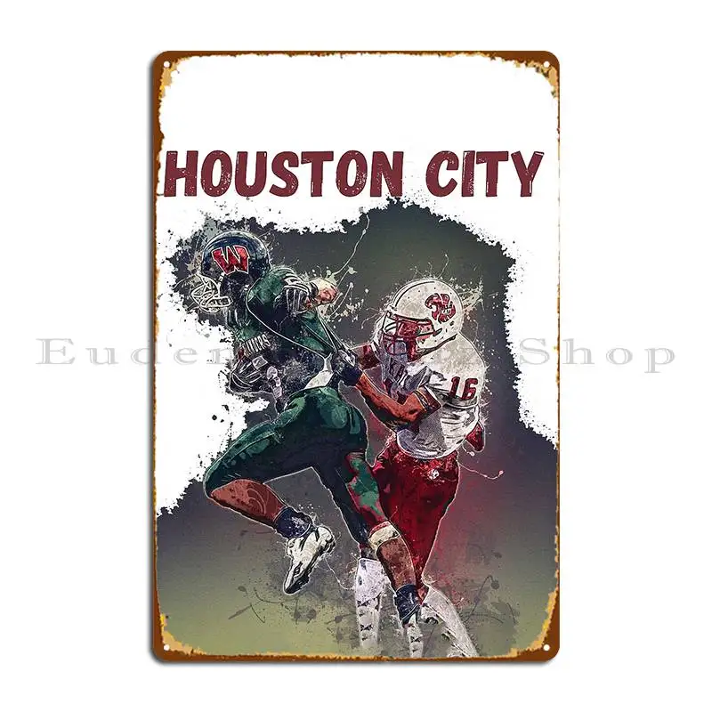 Perfect Gift For American Football Houston Texas Fans Metal Sign Rusty Iron Garage Create Cinema Tin Sign Poster