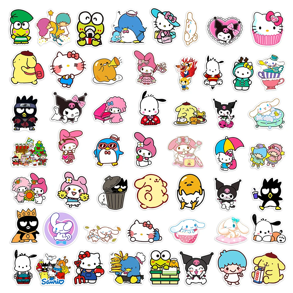 10/30/50pcs Hello Kitty My Melody Kuromi Stickers Aesthetic Kawaii Cartoon Decals DIY Guitar Laptop Diary Sanrio Sticker Kids