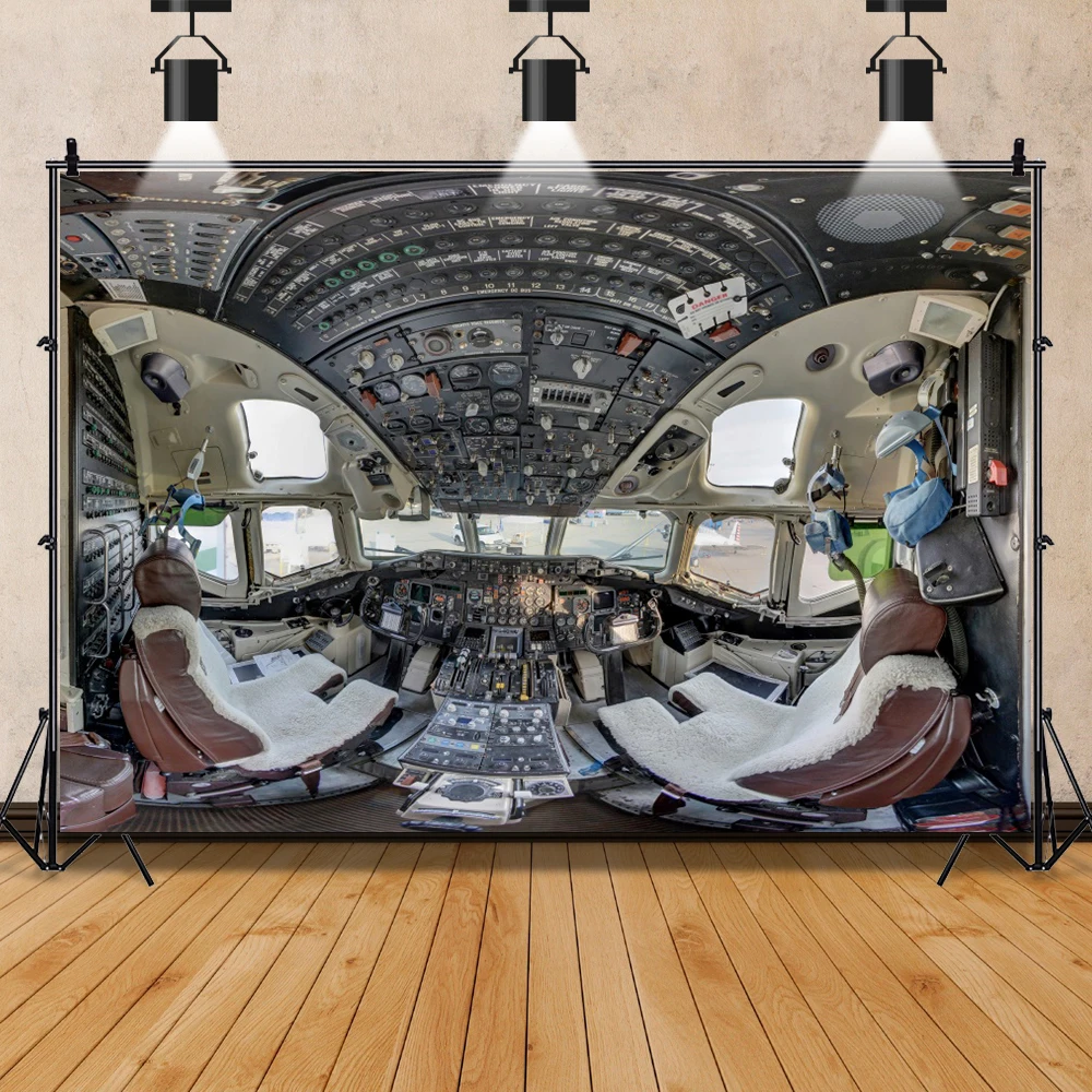 Laeacco Buồng Lái Máy Bay Phi Công Cụ Tủ Bảng Điều Khiển Giấc Mơ Nội Thất Quang Phông Nền Chụp Ảnh Phông Nền Chụp Ảnh Phòng Thu