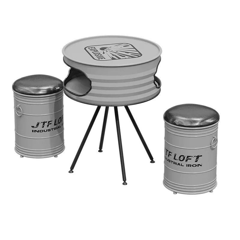 

Milk tea shop table and chair combination coffee personalized oil drum creative industrial wind rest area seat customization