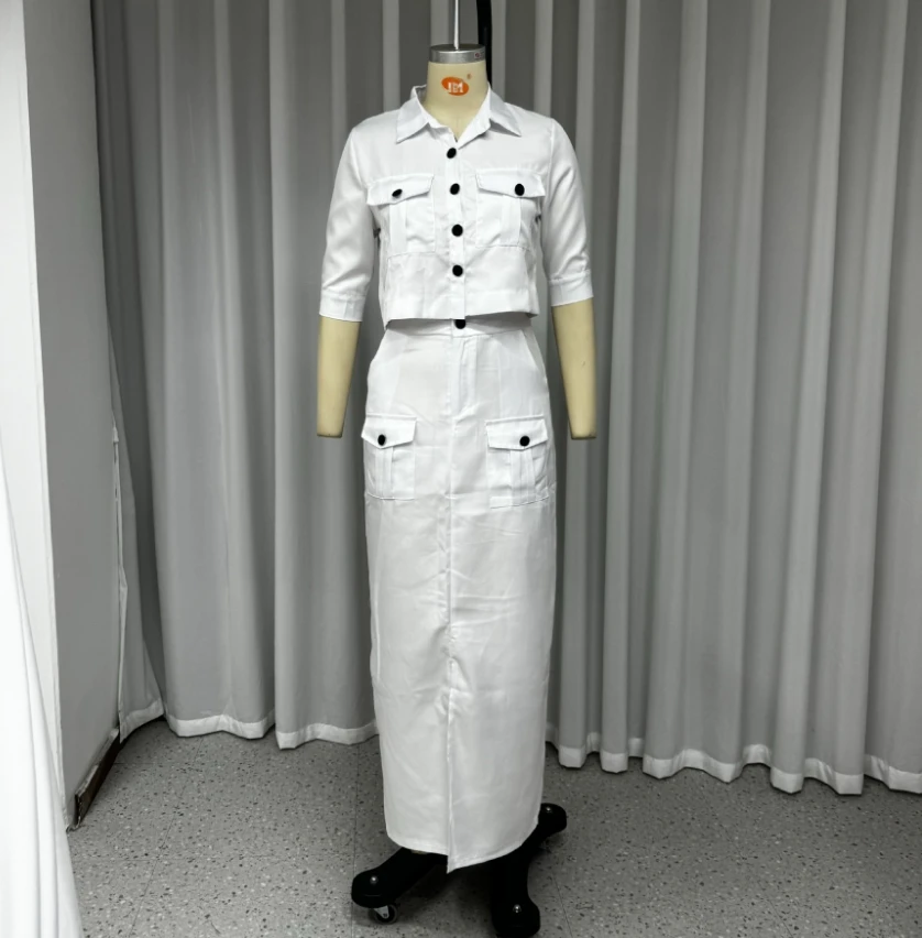 Hot selling fashionable commuting leisure suit 2024 summer new short sleeved casual new lapel solid color two-piece set