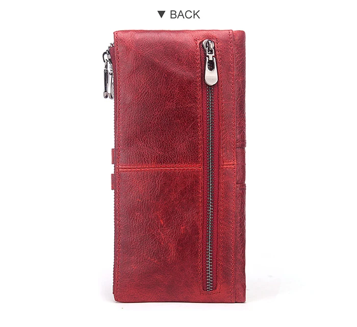 KAVIS Damen-Geldbörse, echtes Leder, lange Clutch mit RFID-blockierendem Kartenhalter, Reißverschluss, Münzgeldbörse, große Kapazität, Handytaschen – Detail 13
