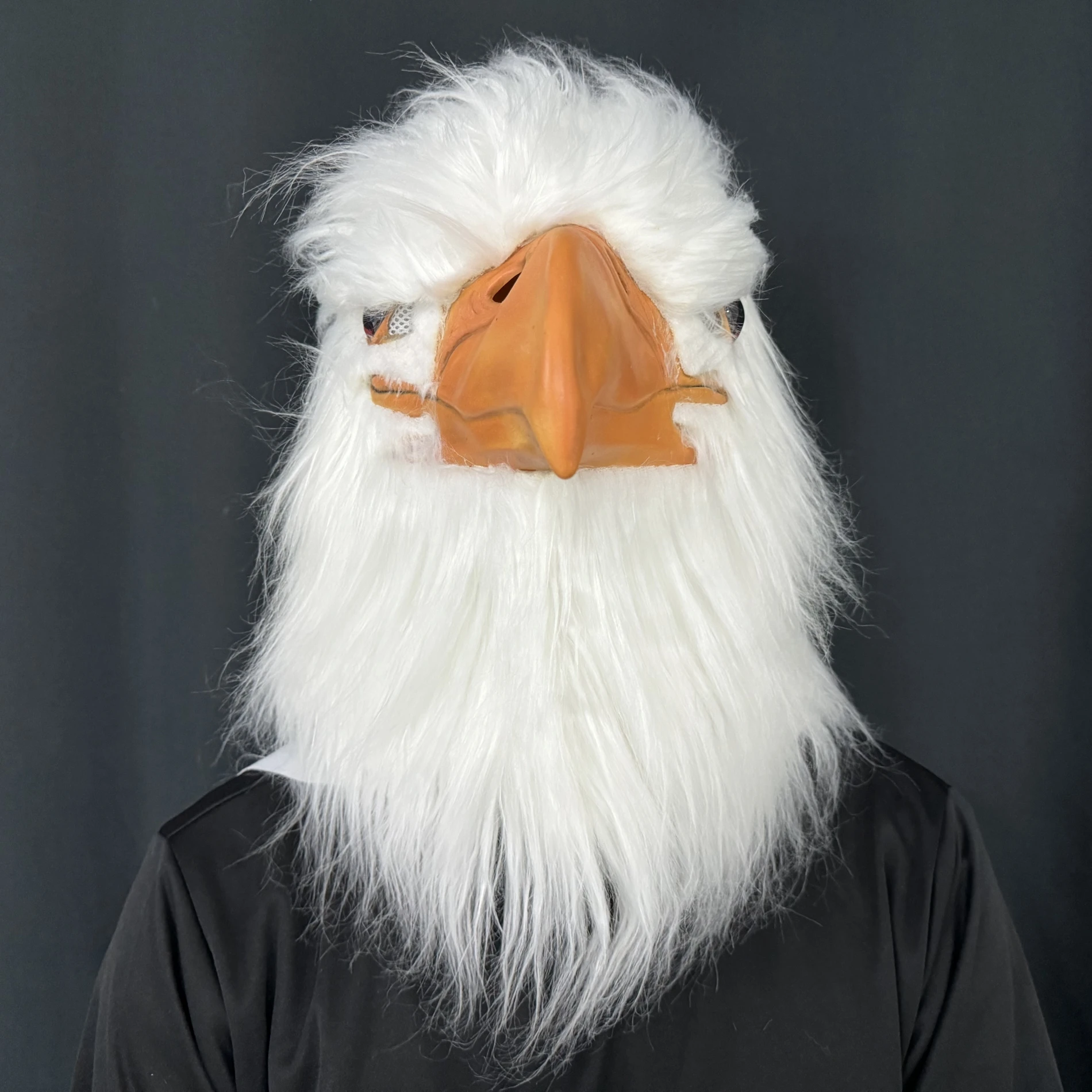 Weiße Adler-Latexmaske – realistische Vogelkopf-Kostümfedern für Erwachsene, Halloween, Party, Cosplay, Tier-Requisite, Maskerade, Karneval – Detail 5