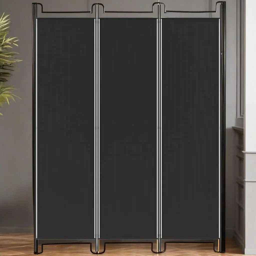 

59.1x78.7 Black 3-Panel Fabric Room Divider - Stylish Screen