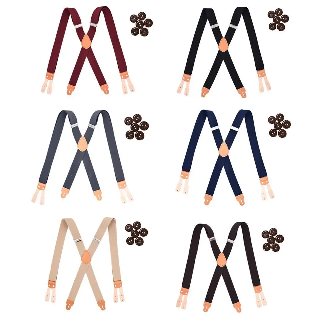 Men's suspenders, plain, Y-shaped, with button on the back,