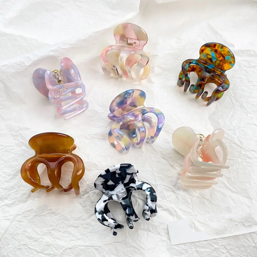 Acetate Pumpkin Grab Clip Hollow Out Small High Ponytail Fixed Artifact Hairpin Korean Style Shark Clip Retro Mini Hair Claw