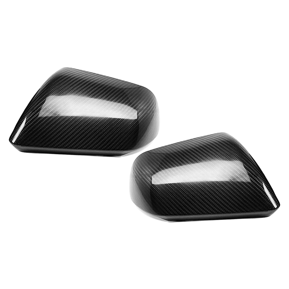 1Pair Real Carbon Fiber Car Rearview Side Mirrors Cover Cap For Ford Mustang W/O Mirror Turn Signal Light 2015-2020