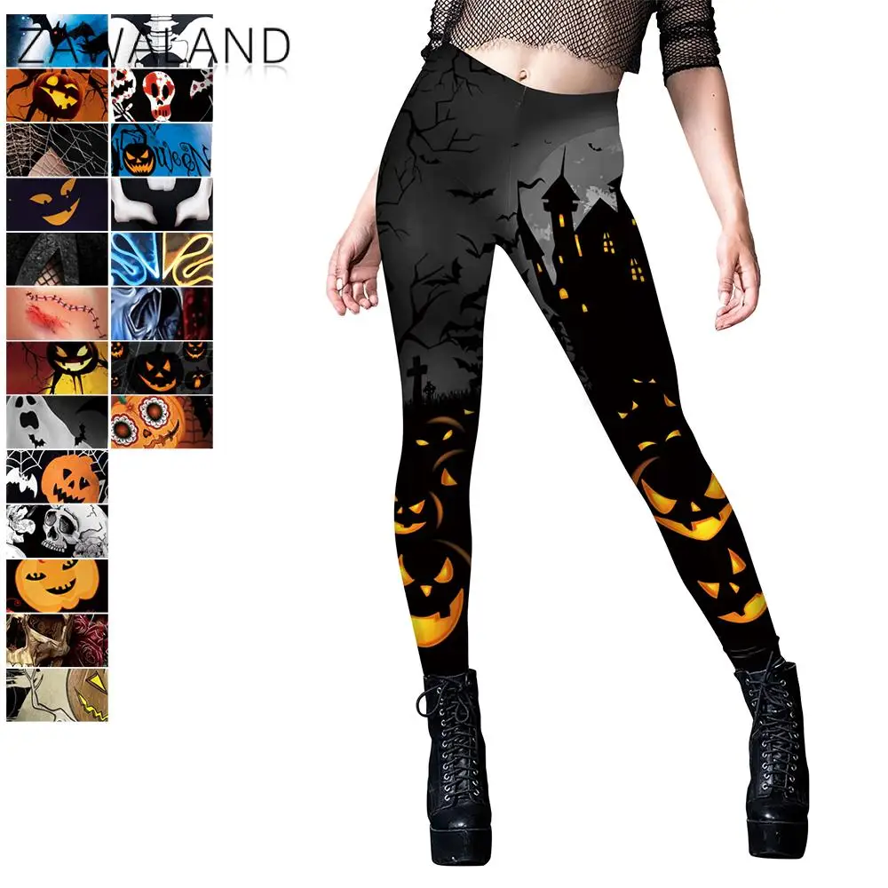 

Halloween Carnival Party Pants Pumpkin Skull 3D Print Women Leggings Spandex Fitness Workout Legging Fashion Leggings for Women