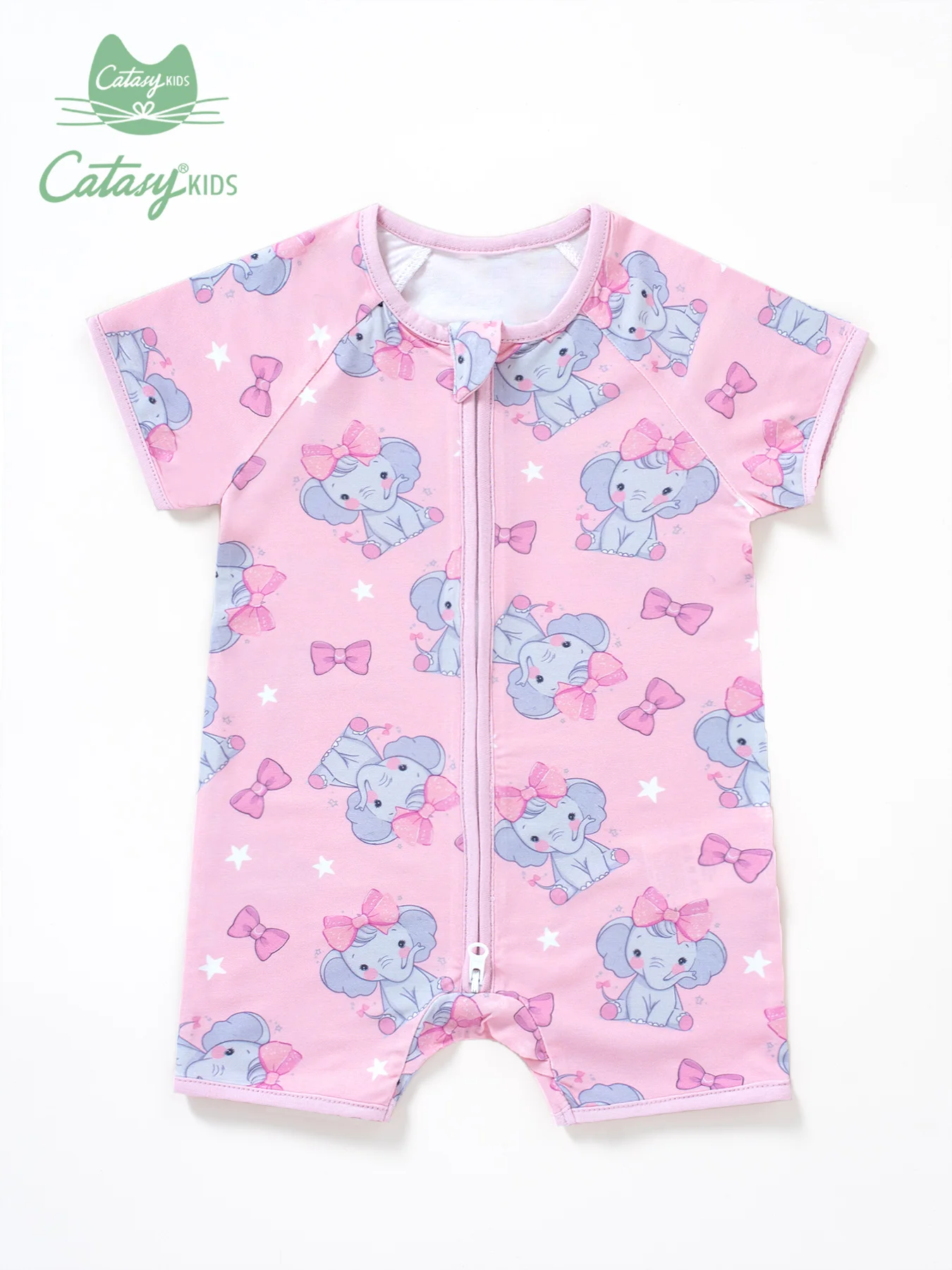 

Baby Girls Comfy & Cozy Romper, Soft & Stretchy Cartoon Pattern Short Sleeve Onesies, Casual Style