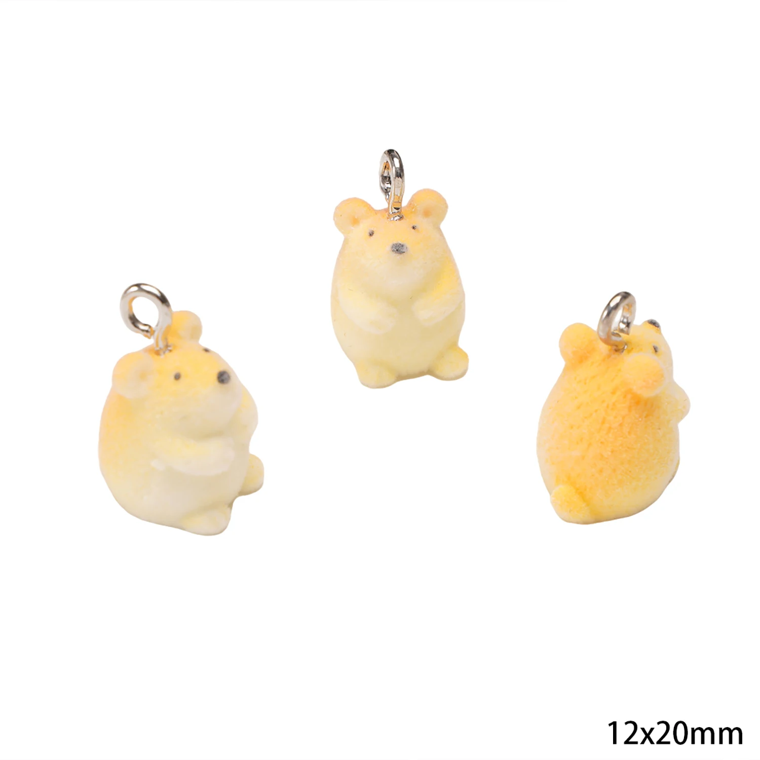 3D Flocking Resin Animal Charms for DIY Jewelry