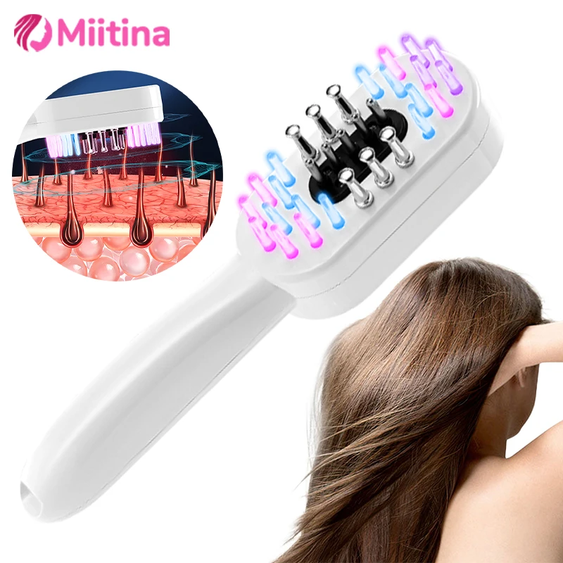 

Electric Vibration Massage Comb Current Head Meridian Anti Hair Loss Physiotherapy Red Blue Light Nourish Scalp Brush Gua Sha