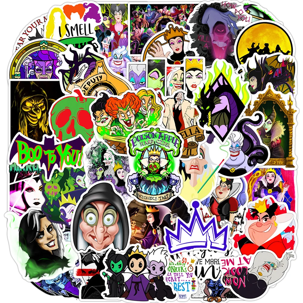 10/30/50PCS Disney Magic Villain Witch Maleficent Queen Sticker DIY Phone Laptop Luggage Skateboard Graffiti Decals Fun for Kid