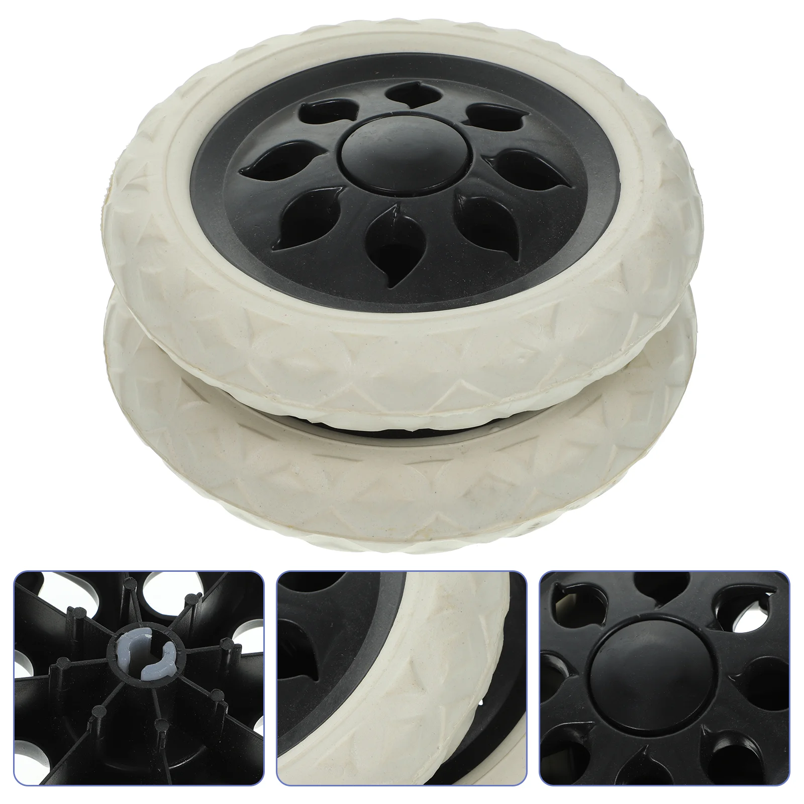 

2 Pcs Trolley Wheels Accessories Replacements for Shopping Cart Heavy Duty Caster Rubber + Foam Portable