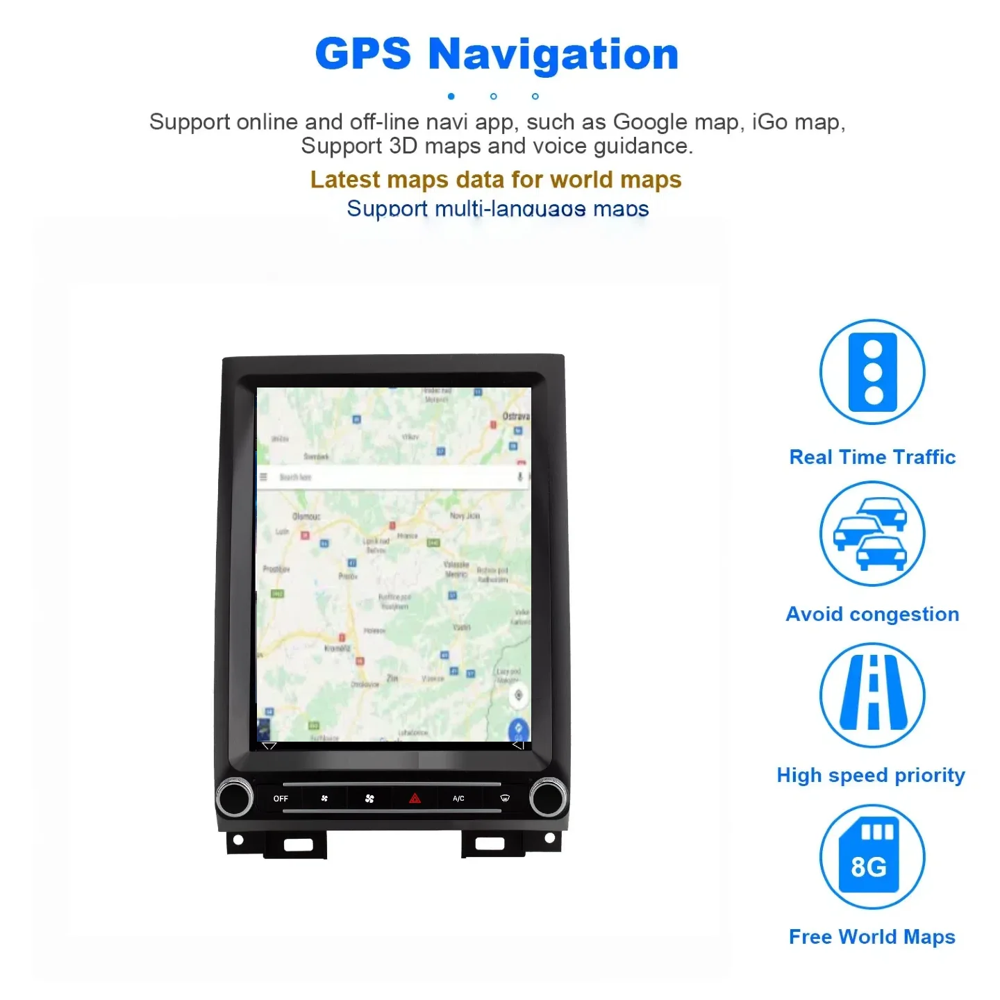 12.1'' Android14 Carplay Vertical Style Car Radio GPS Navi Multimedia Stereo Player screen For Ford Expedition 2015-2017 DSP 4G
