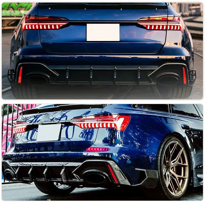 Car Rear Bumper Diffuser Lip Spoiler Dry Carbon Fiber for Audi RS6 C8 RS7 Avant 2019-2023 Racing Rear Diffuser Lip Apron Guard