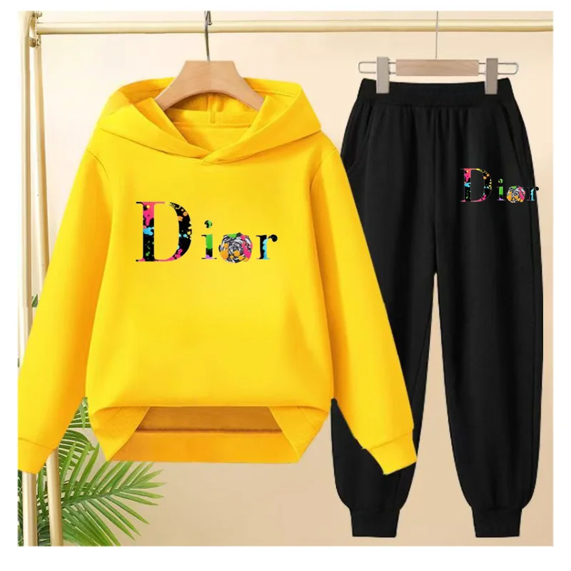

Children's Sportswear Set: Loose School Uniforms for Children Aged 3-13, Hooded Sweatshirt + Long Pants Set for Boys and Girls