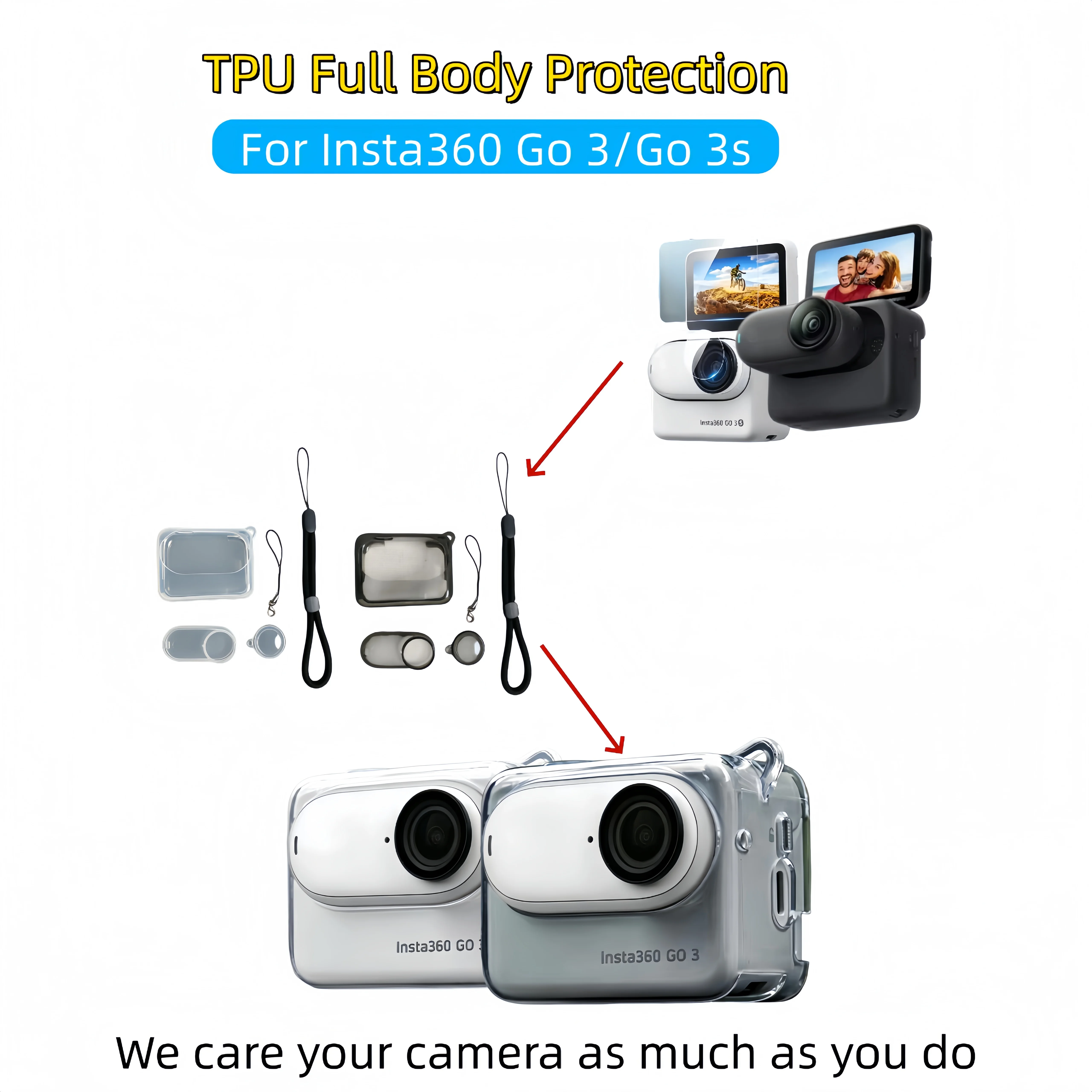 Etui ochronne TPU Insta360 Go 3/3s - przezroczyste, antypoślizgowe - zdjęcie 1