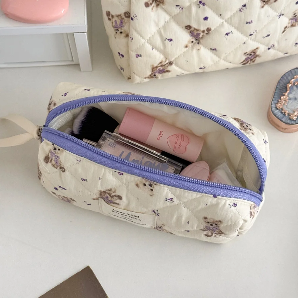Mode Frauen Cartoon Bär Make-Up Tasche Große Kapazität Nette Reise Veranstalter Stepp Tasche Tasche Damen Kulturbeutel Lagerung Handtasche – Detail 4