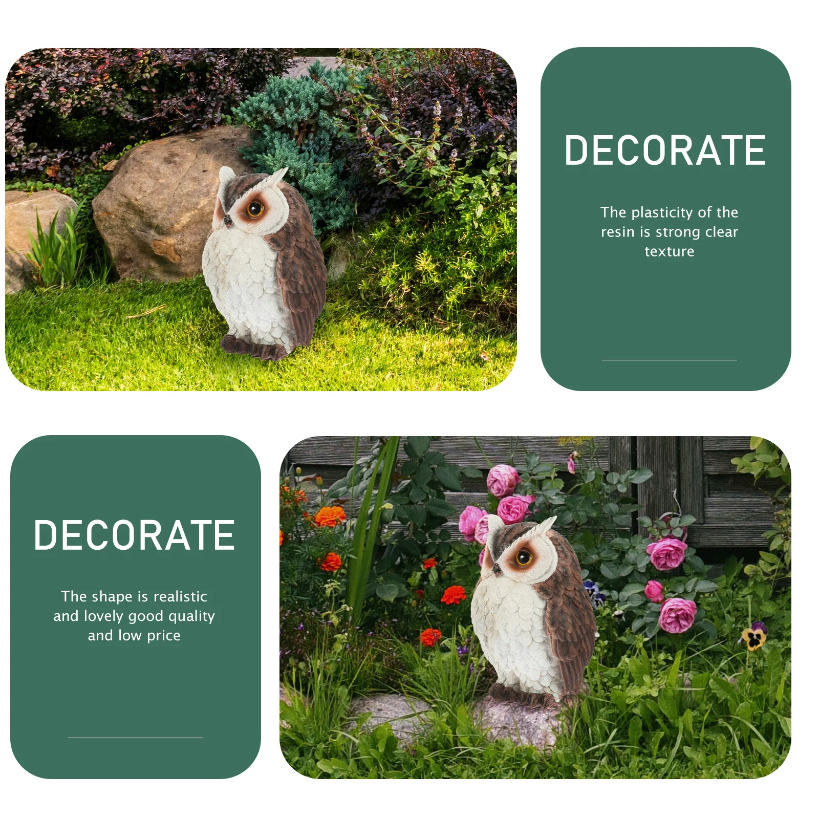 

Resin Sturdy Wear-Resistant Owl Animal Decoration for Office Home Garden Desktop Mini Landscape Resin Owl Ornament