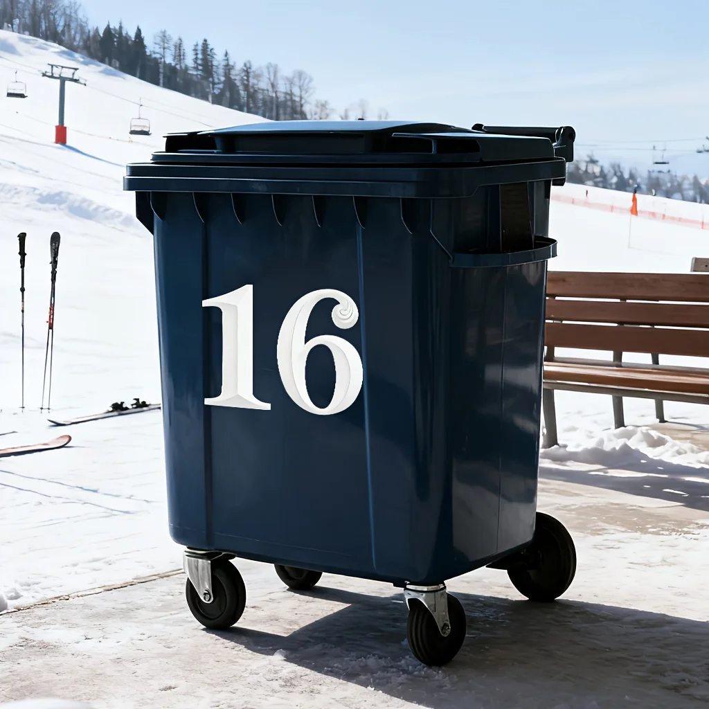 2pcs Fun PVC Self-Adhesive White Number Stickers 5.7in(14.5cm) Large Reflective Trash Can Labels for Bins Garage Organization view 5