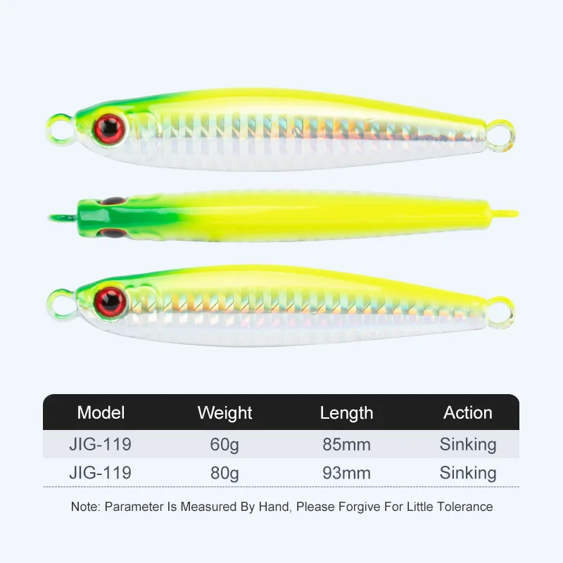 OBSESSION J119 60g 80g Deep Sea Boat Fishing Jig Lure Metal Jig Luminous Metal Jigging Fishing Bait Glow Sinking Hard Jigbait