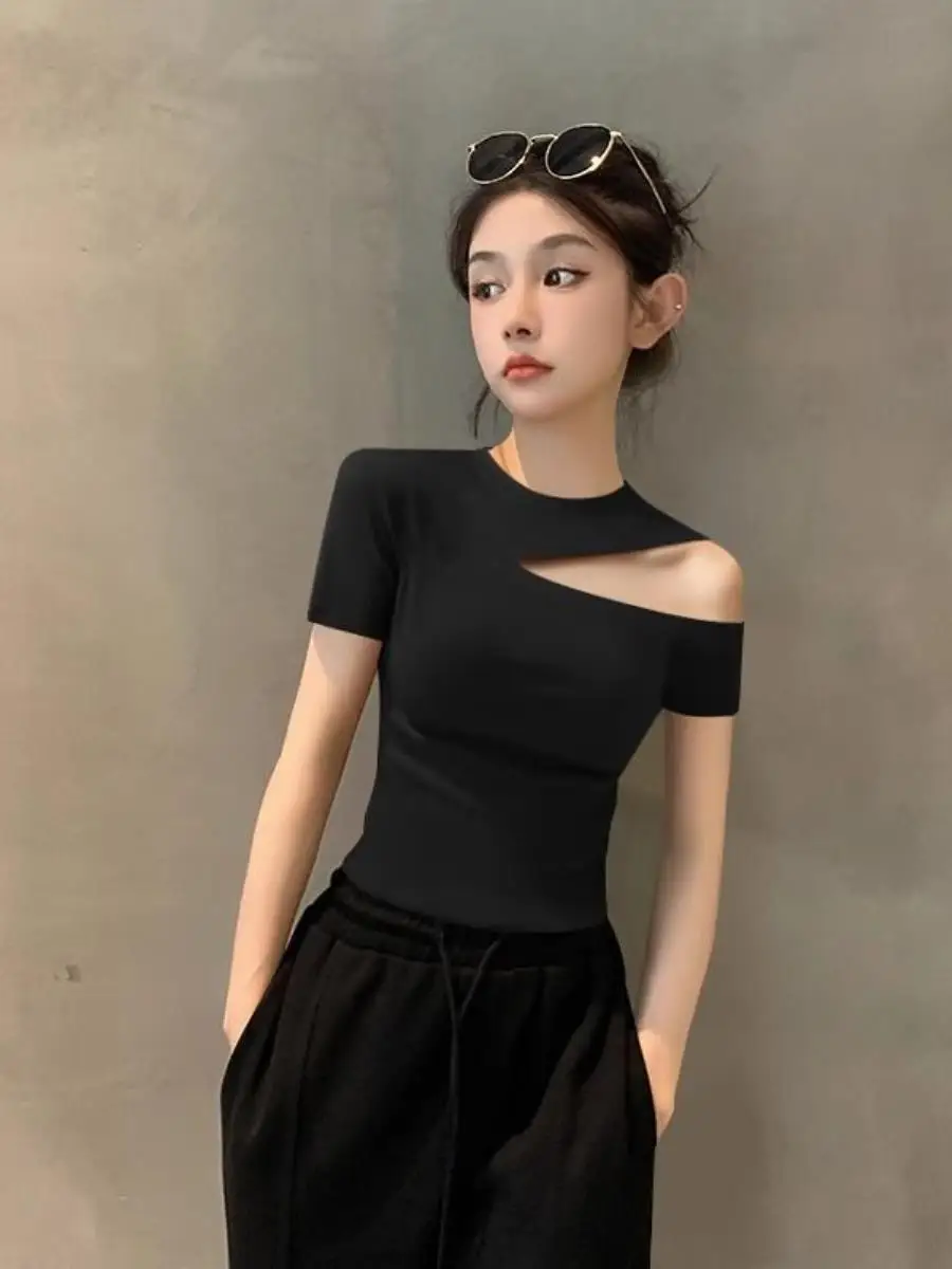 new-2026-women's-summer-short-sleeve-t-shirt-round-neck-coffee-color-cotton-blend-thin-shoulder-length-sun-protection-face-scarf
