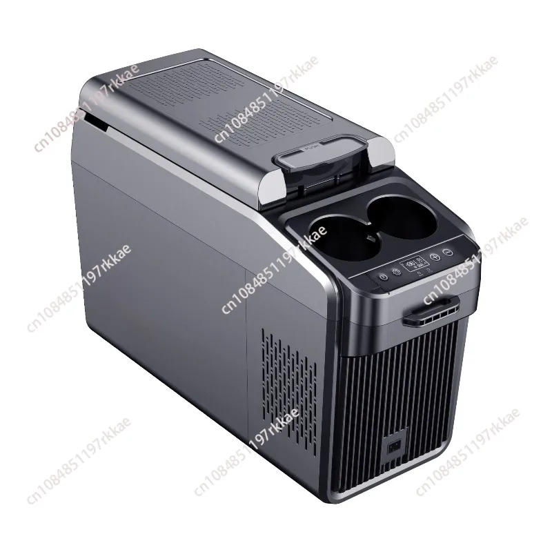18L Portable Fridge Freezer 12 Volt Refrigerator Armrest Box for Car with Dual Cup Holder Shoulder Belt