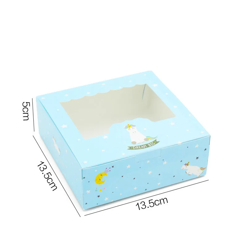 10PCS Gift Candy Box Paper Cake Unicorn Birthday Party Decorations Kids Boxes Window Favors Cookies Food Packaging Wrapping