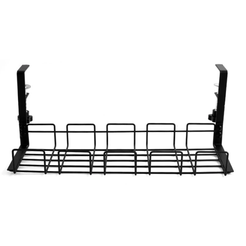 Under-desk Cable Management Rack Hanger Punch Free Hanging Wire Storage Organizer Wire Power Board Adapter Holder Basket Shelf
