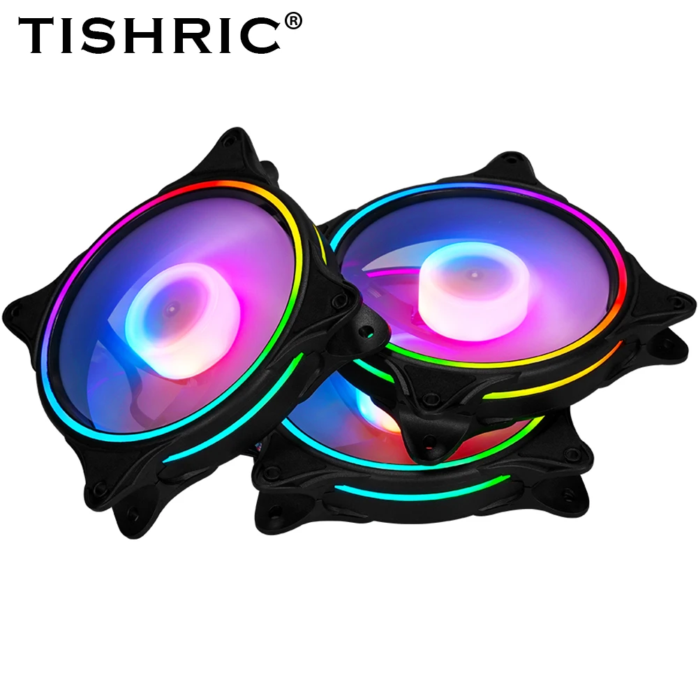 TISHRIC Argb Computer Case Fan 120mm with Controller Heatsink Aura Sync Cooler 3Pin5v PMW 4Pin Silent Cooling Fan Argb Kit Fans