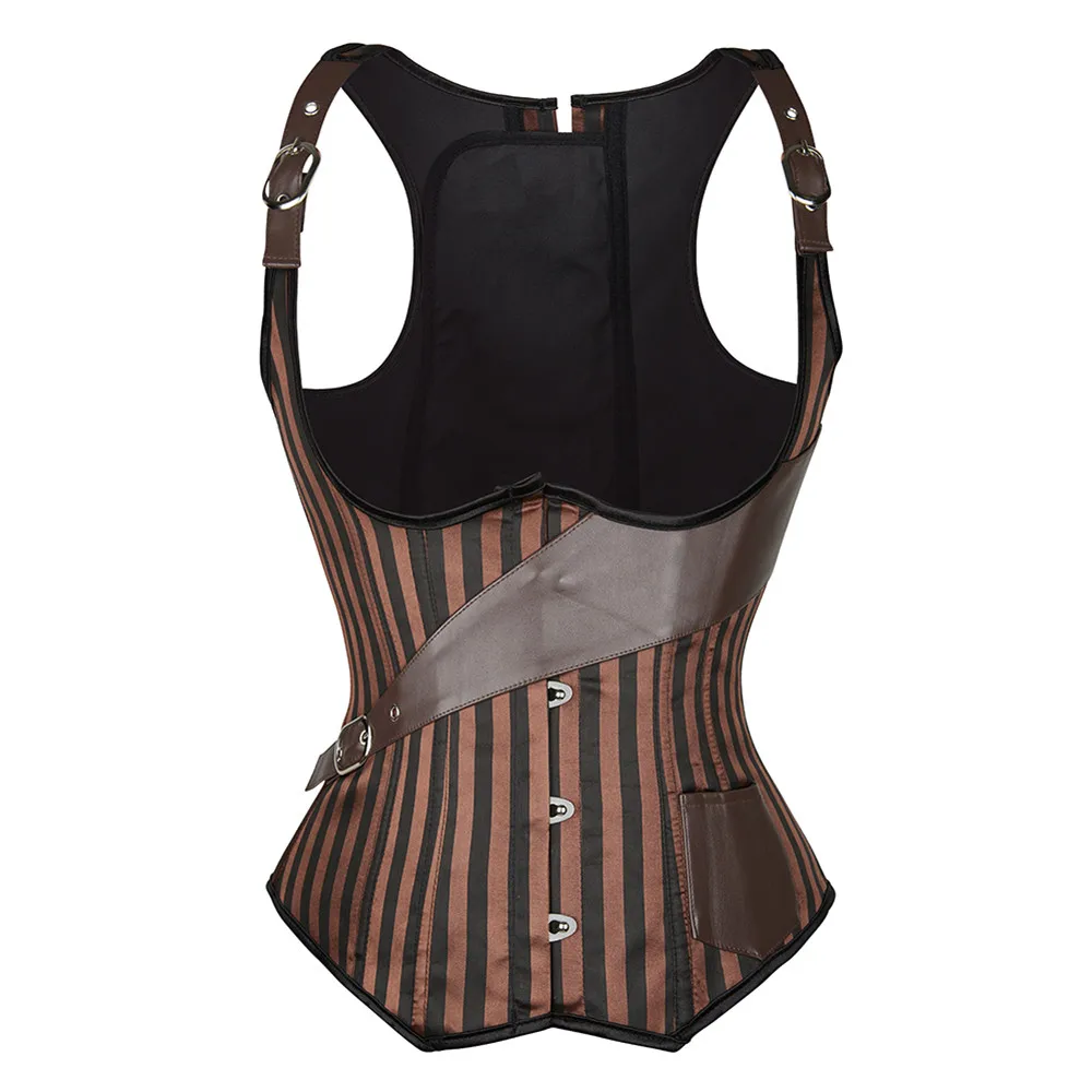 

Steampunk Straps Underbust Corsets Steel Boned Sexy Stripe Corset Waist Cincher Bustier Lingerie Top Vest Corselet Plus Size