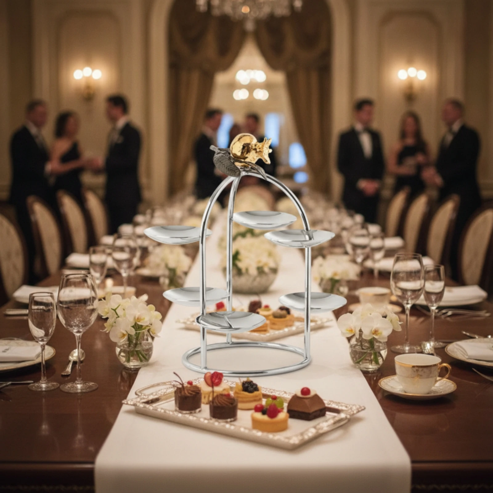 Dessert Display Stand Polished Dessert Stand with Tiers Tiered Serving Tray Decorative Freestanding for Caterers, Party, Wedding - view 5