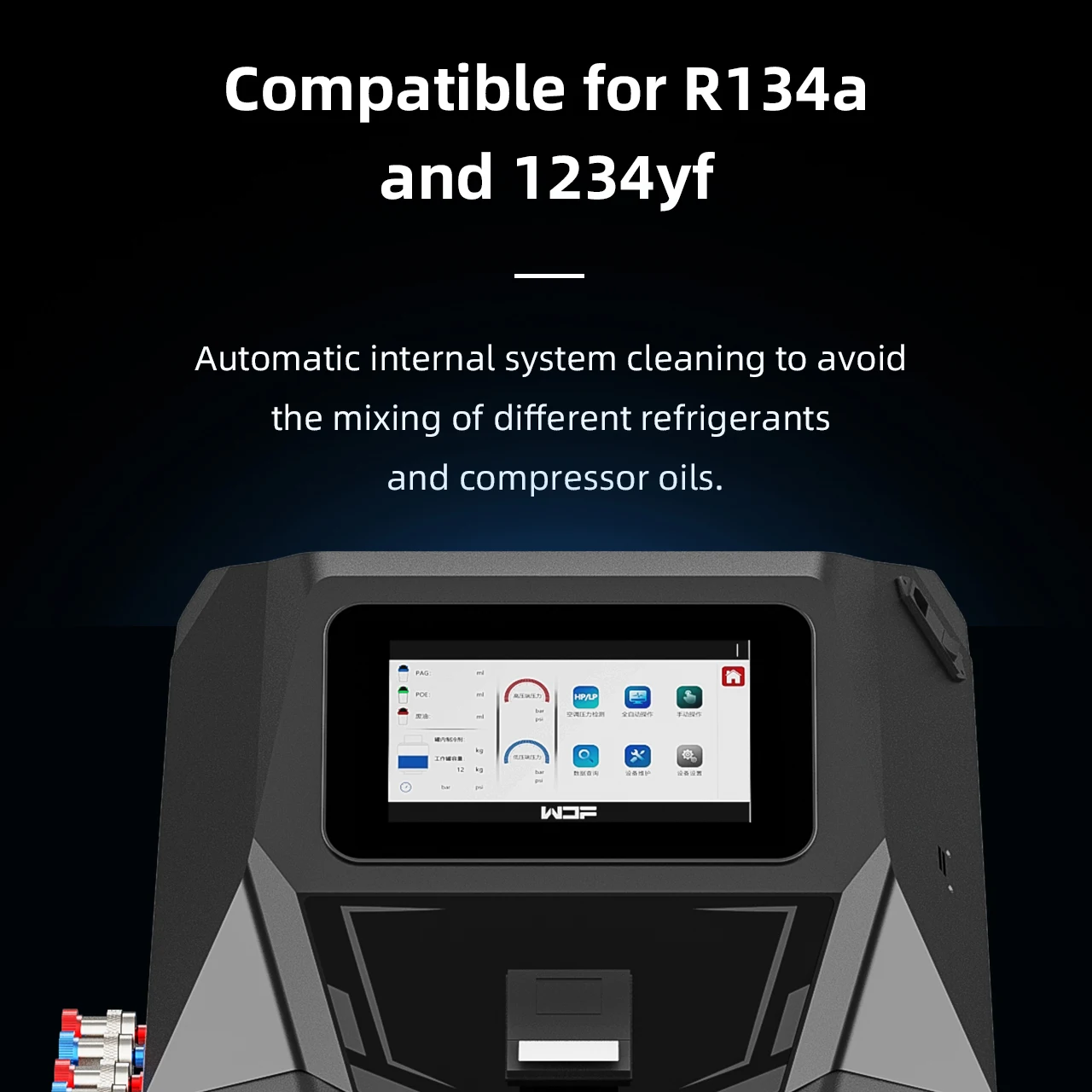 Fully Automatic AC Service Station X849 Dual Gas Refrigerant Recovery Recycling Charging Machine R134a R1234yf