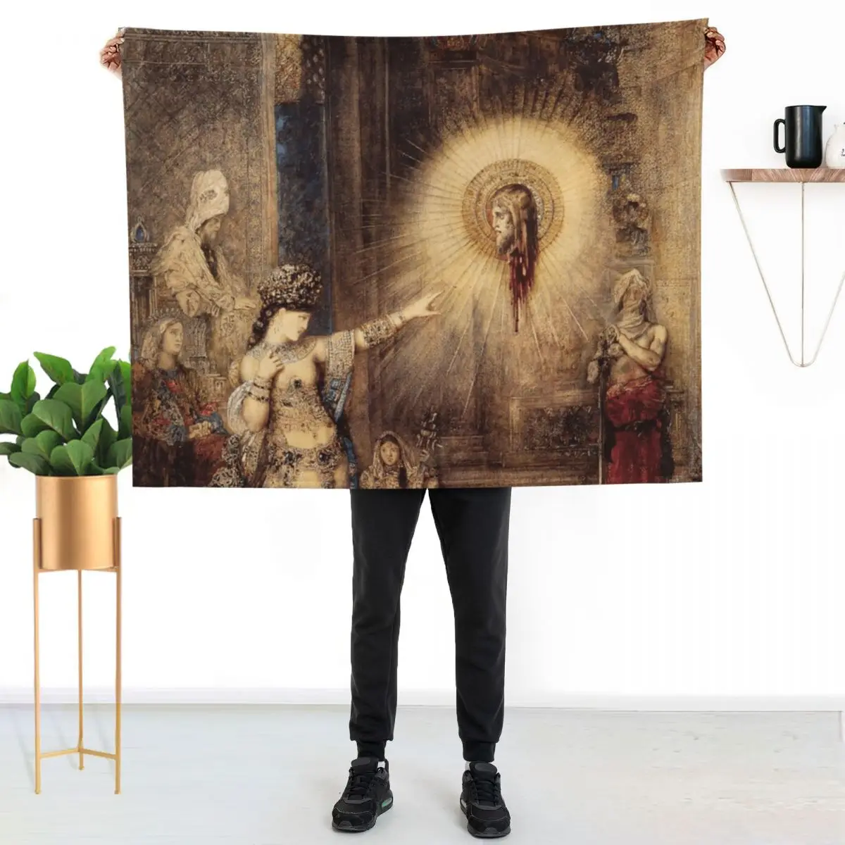 

Salome and the Apparition of the Baptist's Head - Gustave Moreau Throw Blanket Versatile Cozy Throw Blanket for All Occasions