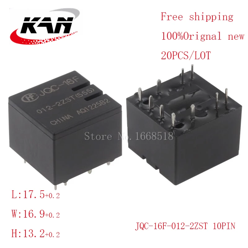 

Free shipping 10pcs Automobile relay JQC-16F-012-2ZST JQC-16F 12VDC 10PIN Original New