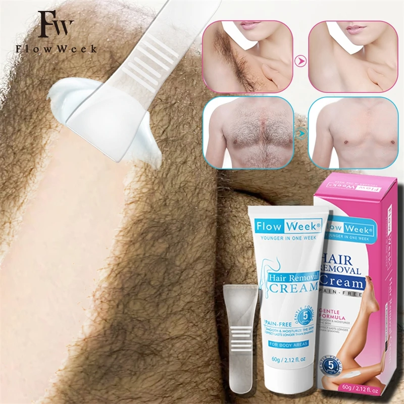 FlowWeek Sensitive Skin Hair Removal Cream with Tool, Painless Bikini Hair Removal Cream for Bikini Line, Legs, Arms, Underarms