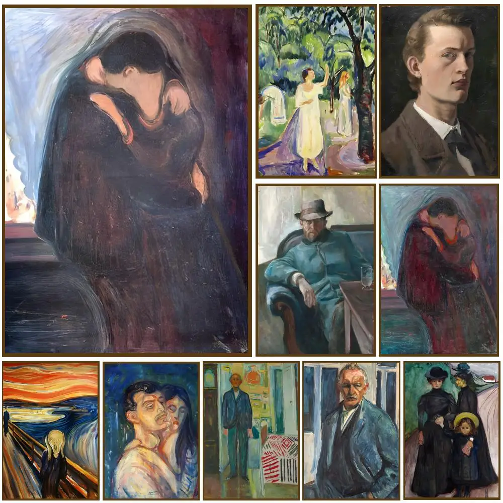 Edvard Munch Painting Modern Soul Poster Self-adhesive Living Room Bedroom Party Bar Decor Moisture-proof Fade-resistant HD