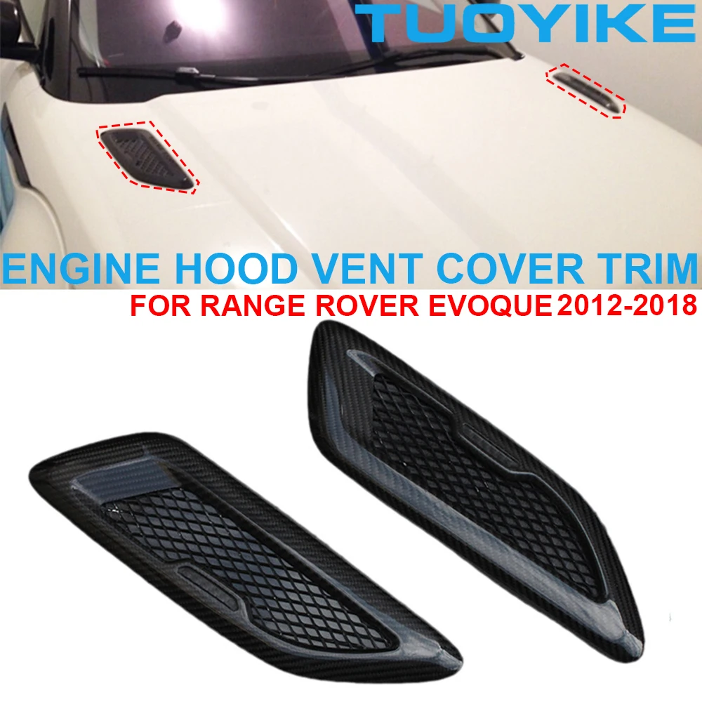 

2PCS Real Carbon Fiber Front Engine Hood Air Vent Outlet Intake Scoop Trim Fender Decoration For Land Range Rover Evoque 2012-18
