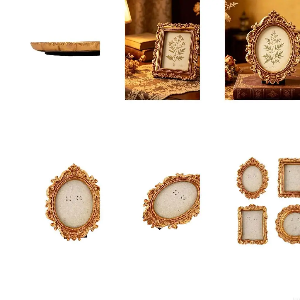 L43A Tiny Baroques Ornate Frame for DIY Jewelry Table Wall Decors Antique Photo Frame