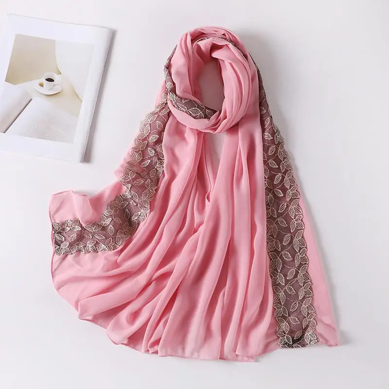 Plus Size Long Soft Wrap Scarf Shawl Scarves Femme Bufandas Hijabs Heavy Chiffon Scarf Solider Color Scarf 70*175cm