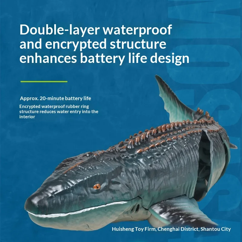 قارب عالي السرعة للتحكم عن بعد 2.4G لعبة مائية على شكل قرش التنين الغواصة سهلة التجميع مادة PVC متينة للاستخدام الخارجي #4