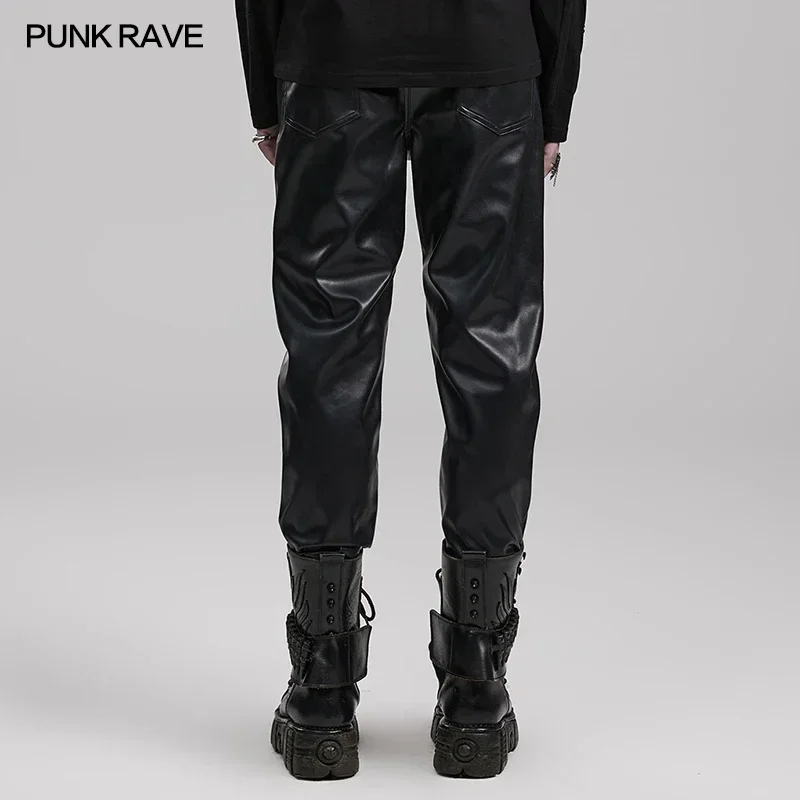 Punk Rave Männer Punk geometrische Spaltung Kunstleder Hosen Männer Club schöne lässige coole schwarze Hose Herbst/Winter