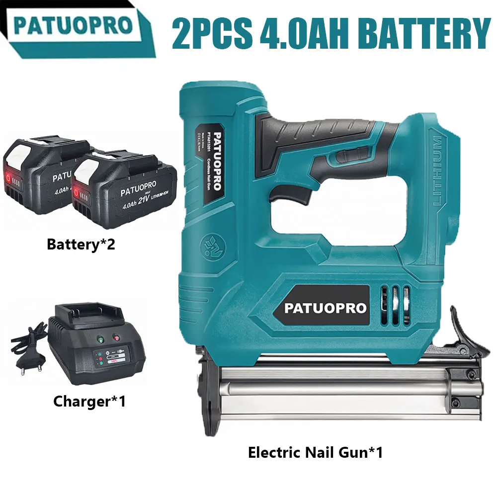 

PATUOPRO 2 In 1 Cordless Electric Nail Gun Portable Hanheld Stapler Gun Rechargeable Home DIY Power Tool For Makita 18V Battery