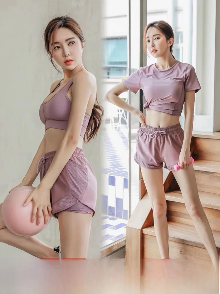 

Спортивный костюм для утренних пробежек, женская одежда для фитнеса, весна-лето, тонкий, быстросохнущий, дышащий, для йоги