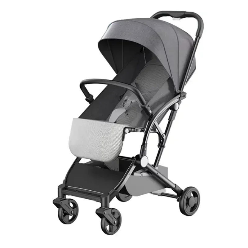 

Luxury Folding Baby Stroller with Aluminum Frame Lightweight Linen and Alloy Carriage Portable and Cheap Pram for Travelers